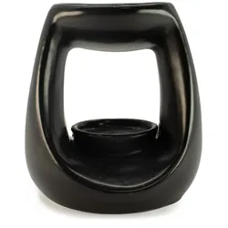 Ceramic Zen Oil Burner - Large Oval Pebble  - Matt Black