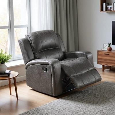 VIVIADORE Manual Recliner Chair, Modern Upholstered Armchair with Padded Seat, Square Arms, Vertical & Horizontal Tufting and Side Handle
