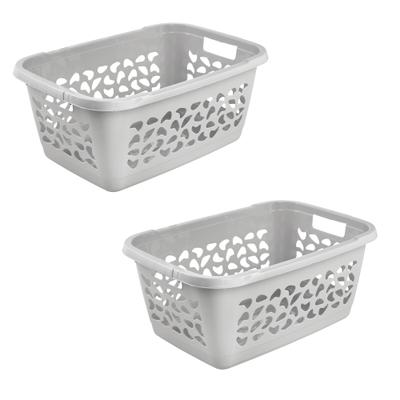 Wäschekorb KEEEPER "jost, 2er Set, 65 x 44 x 28 cm, 52 l", nordic grau, B:44cm H:28cm T:65cm, Kunststoff, Wäschesammler, Wäschekorb, praktische Griffe, platzsparend ineinander nestbar