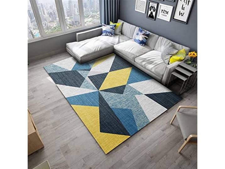 Teppich teppiche modern Designer für Wohnzimmer kinderzimmerteppich mädchen Gelb blau grau geometrisches Muster wohnzimmerteppich deko Wohnung modern 200x300cm