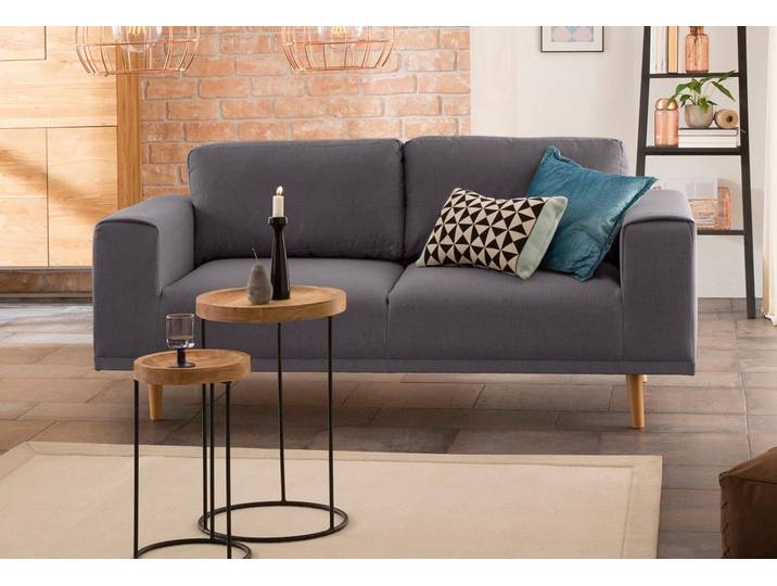 2-Sitzer Sofa, Grau, 198x89 cm, Filzoptik & Luxus-Microfaser, Skandinavisch, Home-affaire