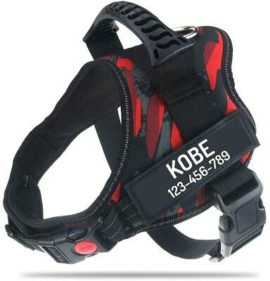 Uplift Picks ComfortFit Adjustable Nylon Dog Harness With Custom Name ID 16 xxl