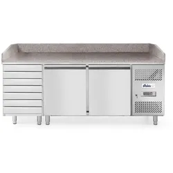 Arktic Pizzatisch mit 2 Türen und 7 Schubladen mit Aufkantung 2020x802x1000mm