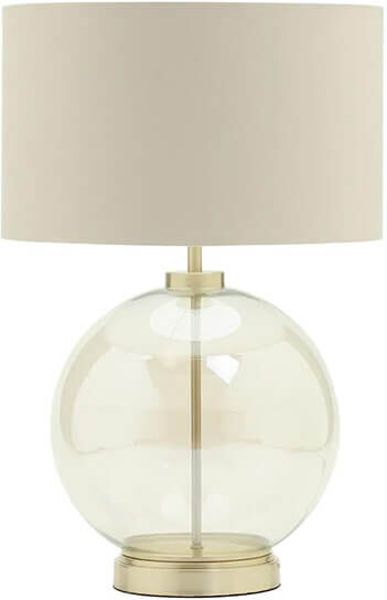 BHS Metro Satin Brass and Champagne Clear Glass Sphere Table Lamp