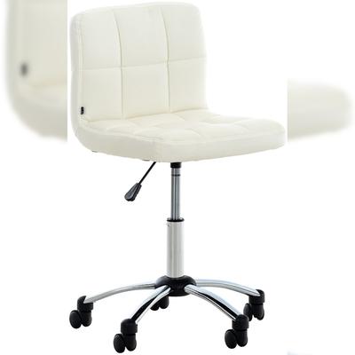 DELUKE Arbeitshocker TRIER 53x51x76cm, Kunstleder, Weiß Arbeitsstuhl Drehhocker Rollhocker Bürohocker