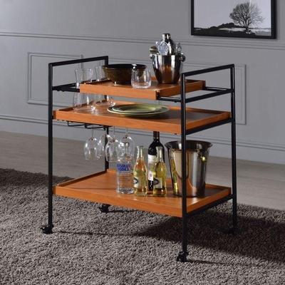 Acme Furniture ACME Oaken Serving Cart in Honey Oak & Black