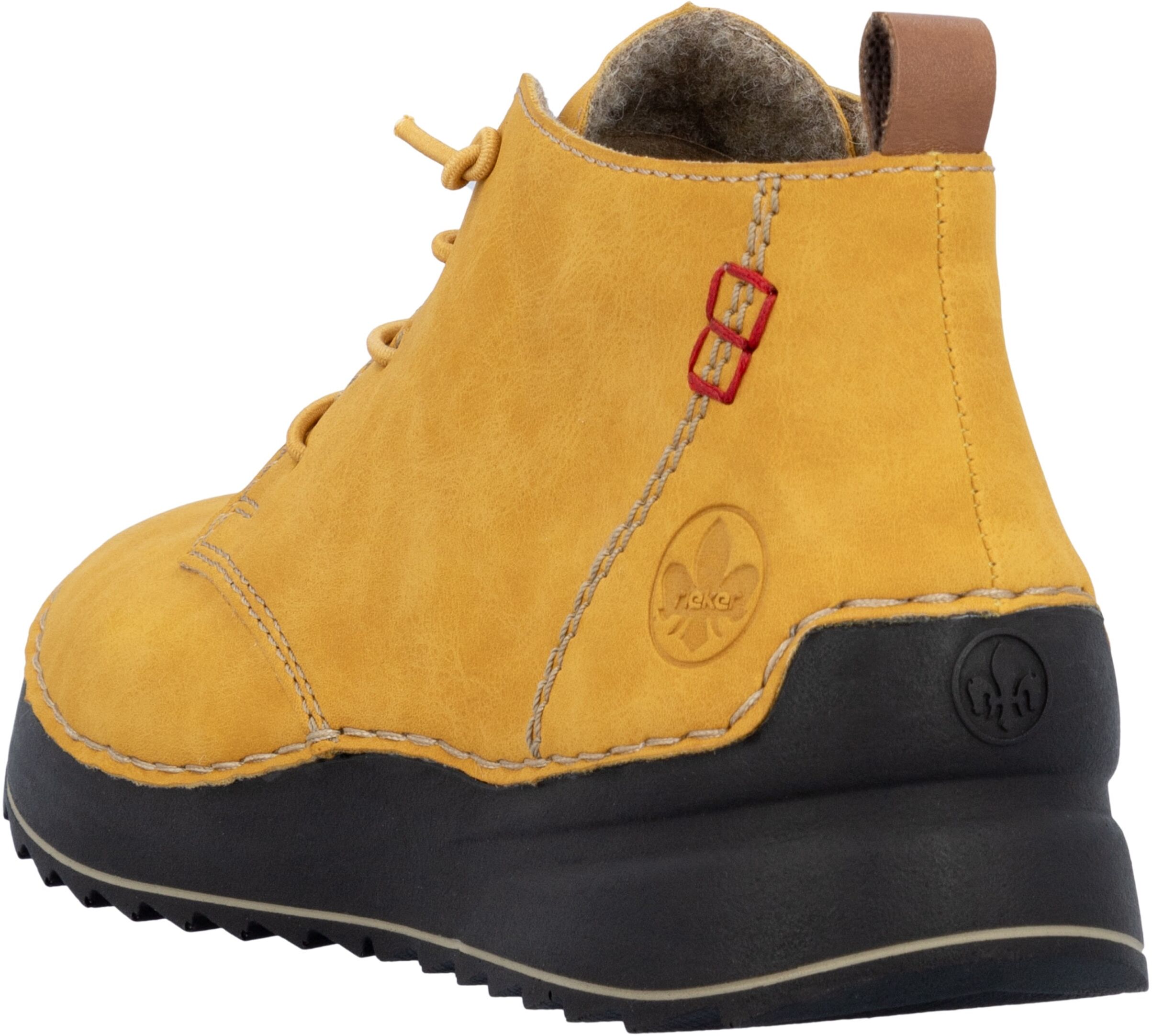Schnürboots RIEKER, Damen, Gr. 36, Textil, gelb, Lederimitat, Schuhe Schnürboots, in aktueller Trendfarbe gelb 36, Textil