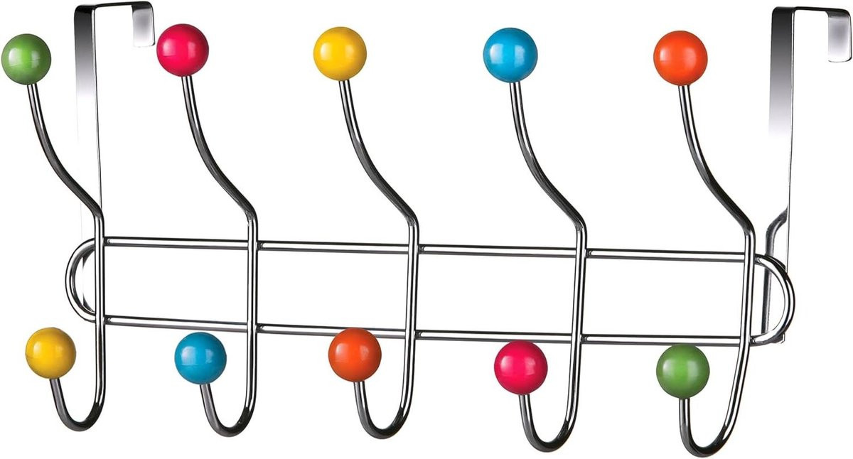 Universele deurgarderobe hanger met 10 haken in veelkleurige uitvoering