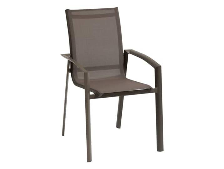 Hespéride - Fauteuil de Jardin Empilable Axant Wengé et Praline Anti-Rouille Texaline Léger Facile à Ranger Mobilier d'Aménagement pour Terrasse Balcon