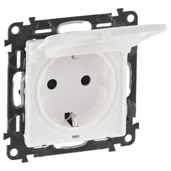 Legrand 753117 Schuko Steckdose Klappdeckel. mit erhöht Berührungsschutz Valena Life ultraweiß