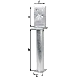 GAH, Holzverbinder, T-Pfostenträger 130x500x80x90mm Stahl roh feuerverzinkt (1 Stk.)