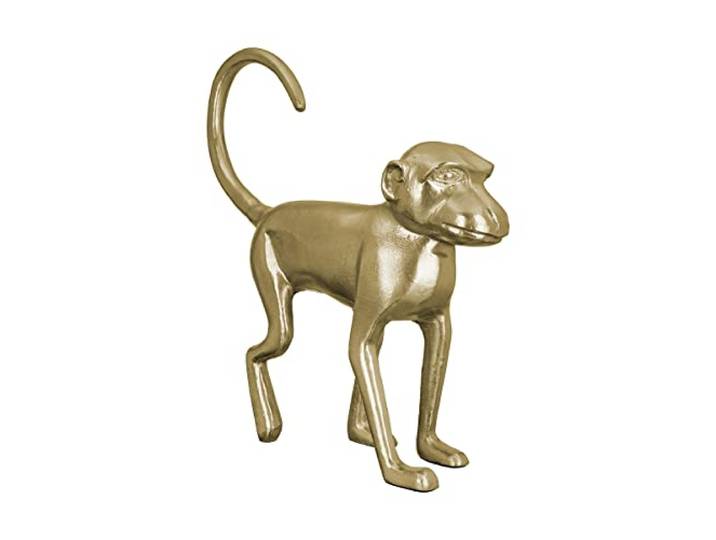 Gilde Deko Sculpture Animal Figure Singe - en Aluminium - Figure décorative Accessoire Salon Bureau - Cadeau - Couleur : Or - Hauteur 45 cm