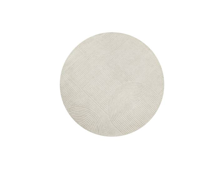 Tapis rond écru design tufté main à relief 180 rd.