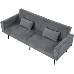 OKWISH Sofa Bett Schlafsofa Couch 175x71x71 mit verstellbarer Rückenlehne Cord gepolstert bequem stabil modern platzsparend für Wohnzimmer Büro Grau