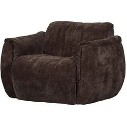 Drehsessel Baggy aus 3D-Chenille-Stoff, modernes Design, Dunkelbraun, bequeme Polsterung