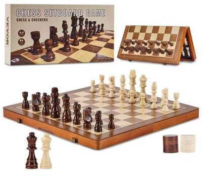 Tools, Home & Hobby Magnetic Wooden Chess Set 15 Inch Foldable Chess And Checkers Game Board For Kids Adults Magnetic Wooden Chess Set 15 Inch Foldable Chess And Checkers Game Board For Kids Adults