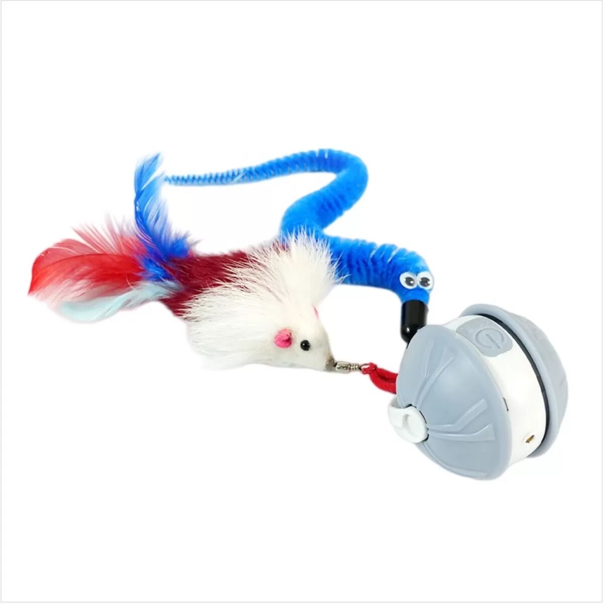 INF Interaktiver automatischer Katzenspielball mit USB-C Aufladung, Bewegungsaktiviert, Selbstspielend Grau