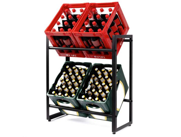 Floordirekt Flaschenregal Kenji, Schwarz Hochglanz, Metall, 32x70x79 cm, Barzubehör & Weinzubehör, Weinregale