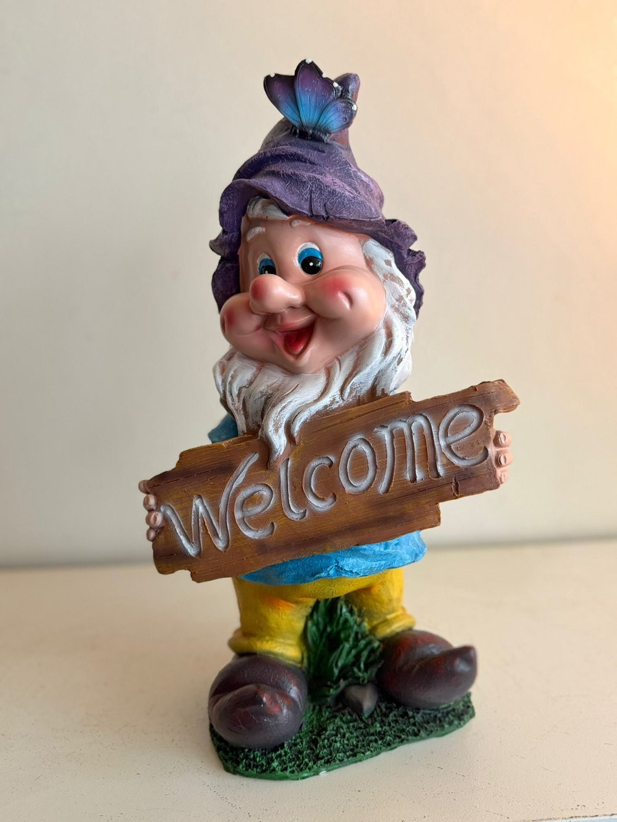 Goodyz Funserie Kabouter met Welkom bordje, 45 cm hoog