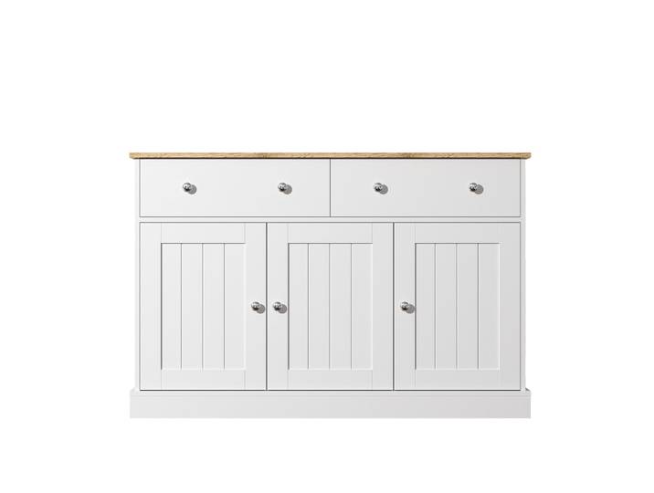 Buffet blanc texture gravée avec espace de rangement