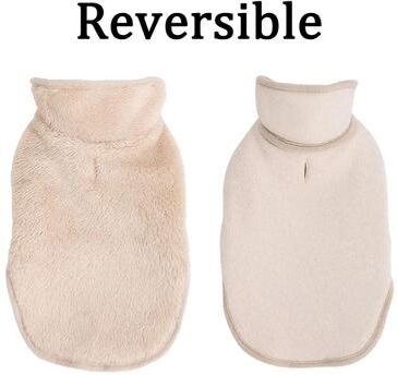 Uplift Picks Reversible Fleece Cat Jacket Adjustable High Neck Winter Coat For Sphynx Kittens beige l