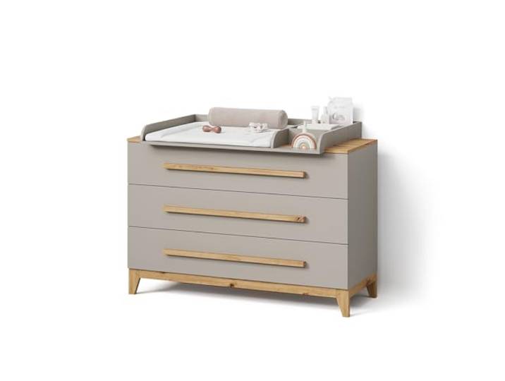 Livinity Wickelkommode Mailo Cashmere/Artisan XL mit 3 SchubladenFunktionale Organisation für kleine Räume