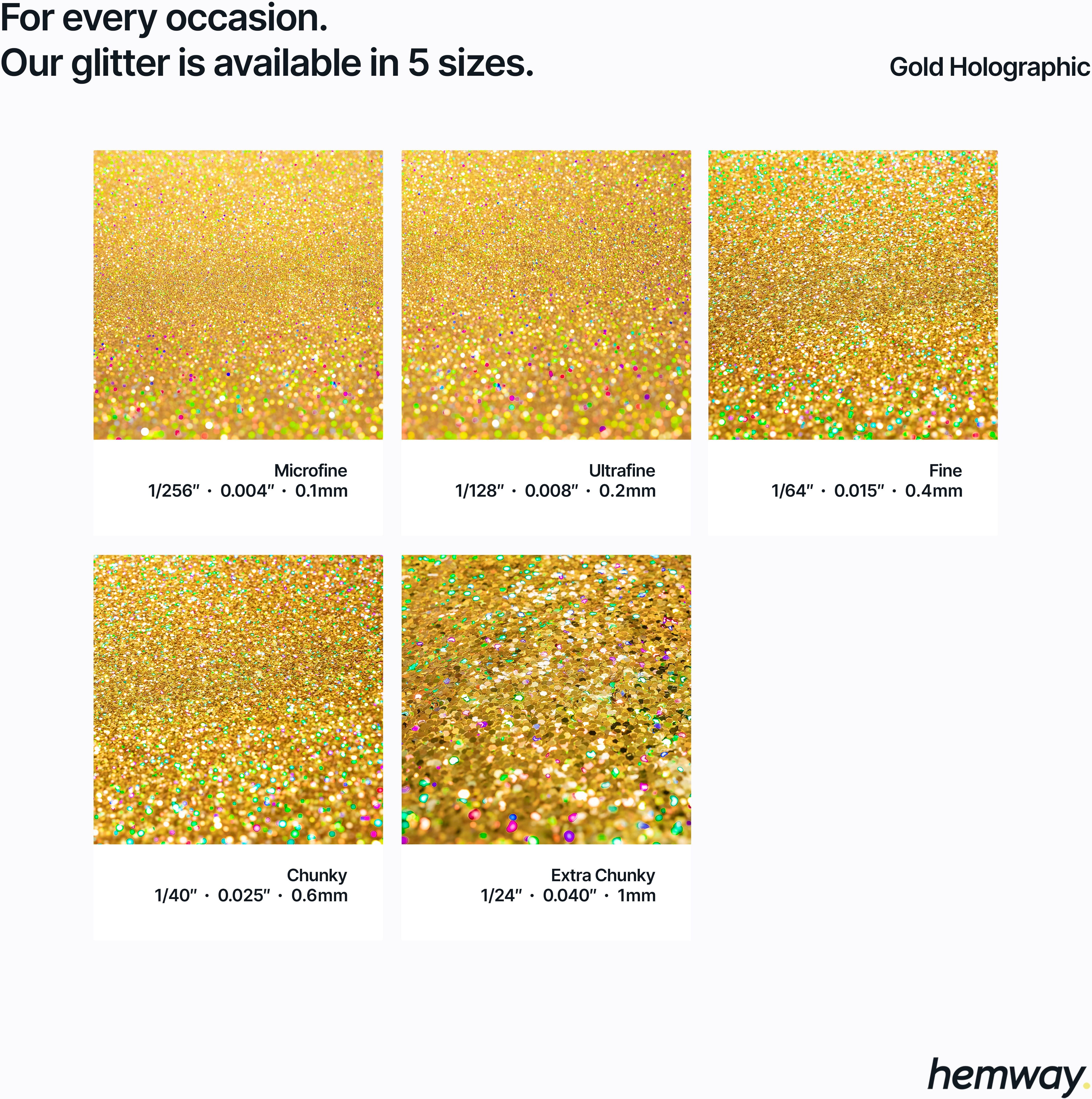 Hemway Automotive Glitter 100g / 3.5oz   Gold Holographic   Metal Flake Custom Spray Painting - Gold Holographic - Fine 100g