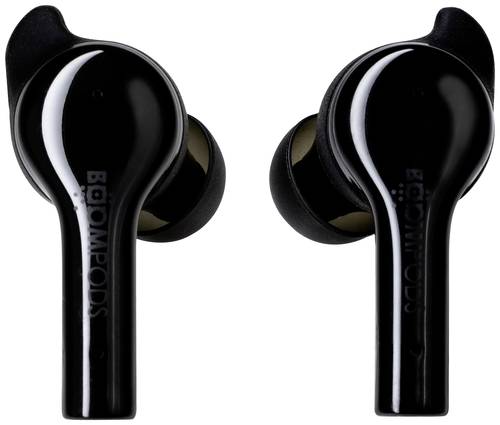 Boompods Bassline GO In Ear Kopfhörer Bluetooth Schwarz Headset, Lautstärkeregelung, Schweißresistent, Touch-Steuerung