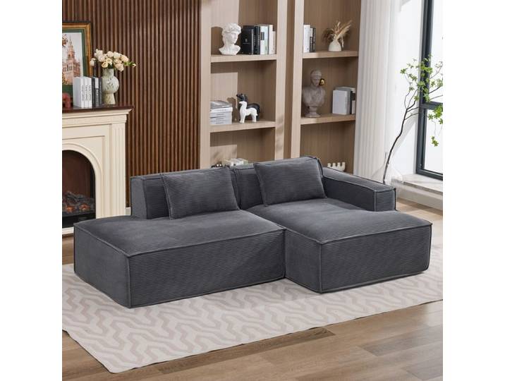 Canapé modulable 2 places en polyester gris