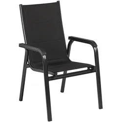KETTLER BasicPlus Padded  Stapelsessel, anthrazit, Alu/Textilene, 0301202-9400, stapelbar