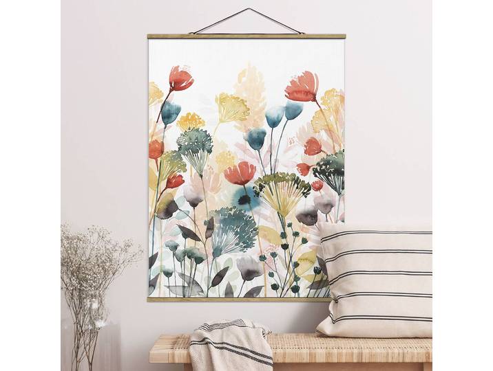 Tableau déco Fleurs d’été II Tissu Multicolore 50 x 66cm