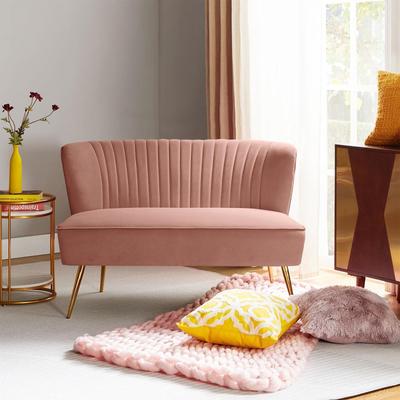 HULALA HOME Delicia 3 Piece High-Quality Velvet Fabric Living Room Set with Sturdy Legs