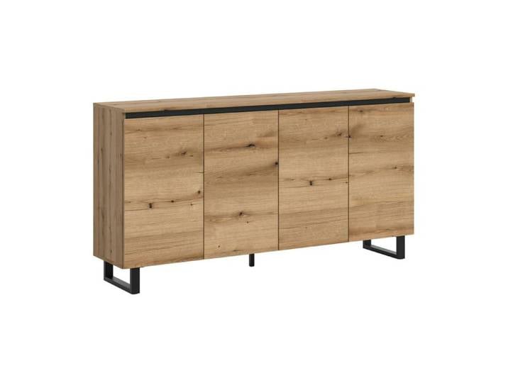 [en.casa] Buffet bas Tomasa 160 x 36 x 84 cm décor chêne Evoke et noir