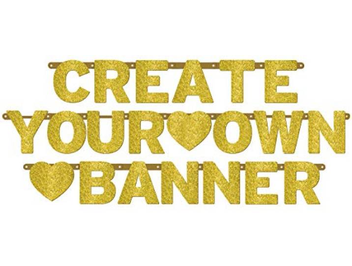 Amscan 120241 - partyketting bruiloft decoratie glitter, goud, papier, personaliseerbaar, 11,4 cm, slinger