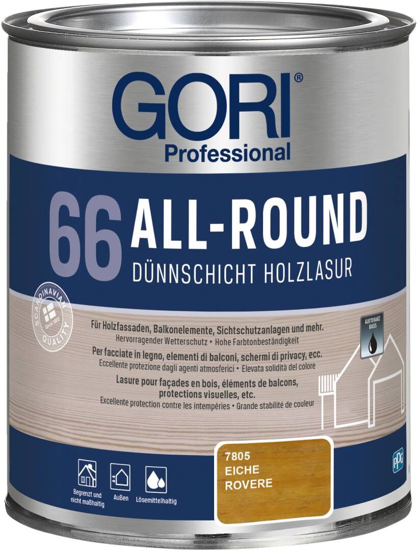 PPG Coatings GORI Professional 66 ALL-ROUND, Dünnschicht-Holzlasur, eiche, 0,75 l