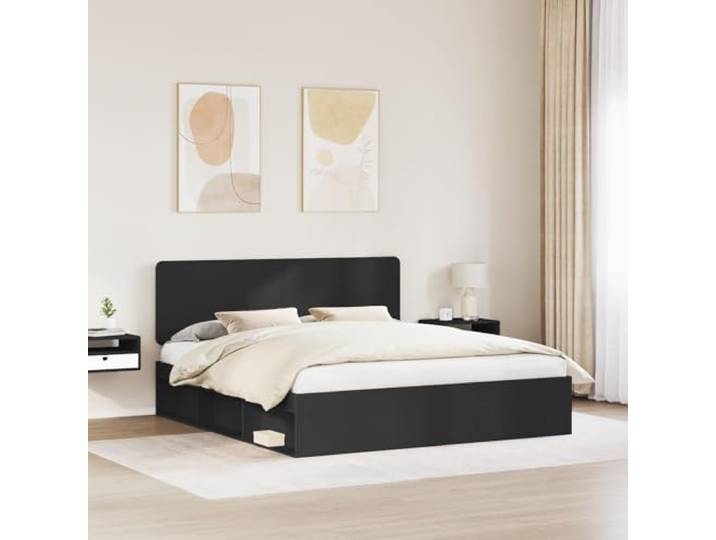 SKTQYQO Bettgestell 180 x 200 cm schwarz Kiefer massiv Doppelbettgestell, robuster Rahmen, modernes Design, einfache Montage