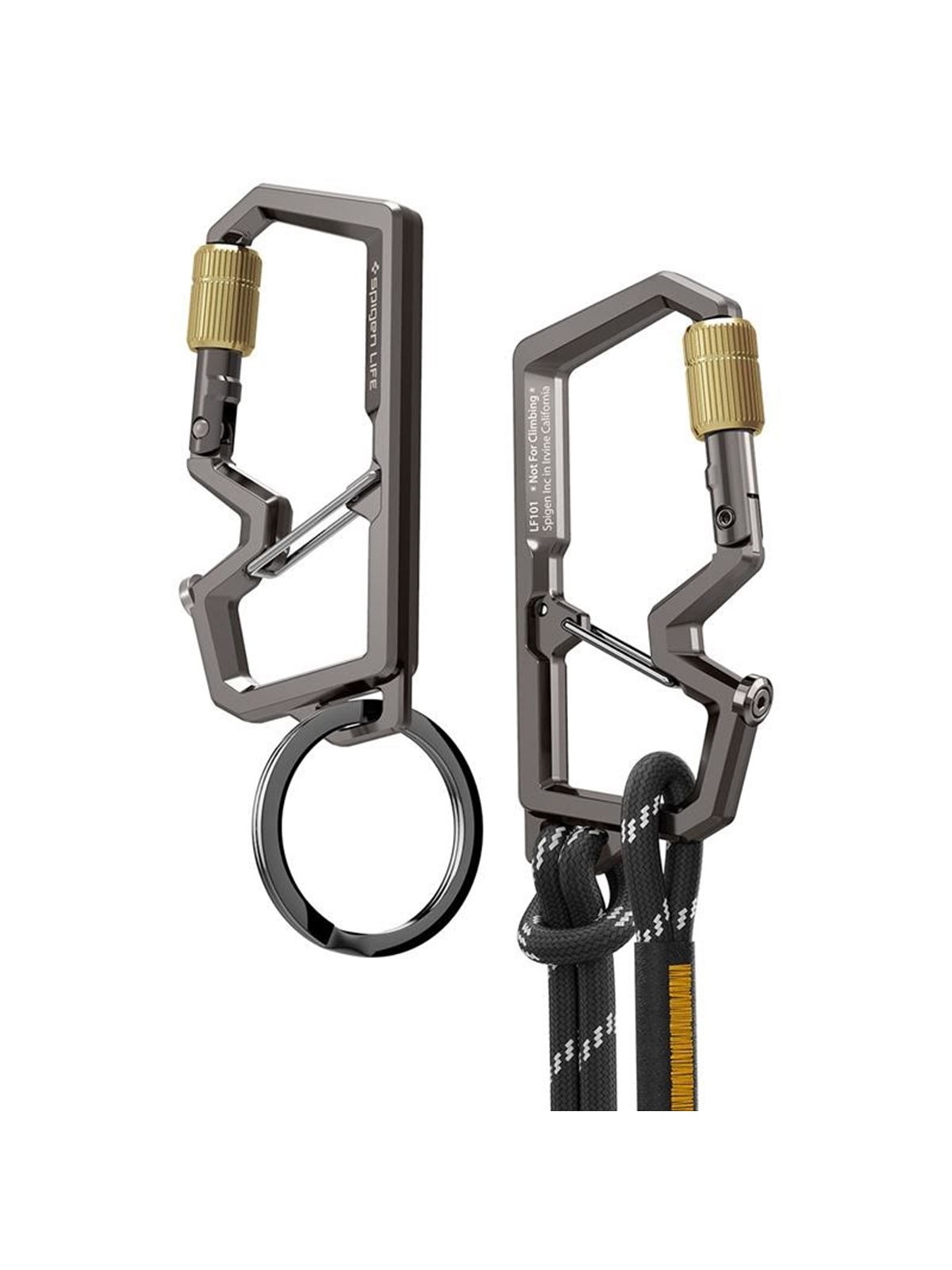 Spigen Carabiner With Key Ring 2nd Gen 1 Pack - gunmetal