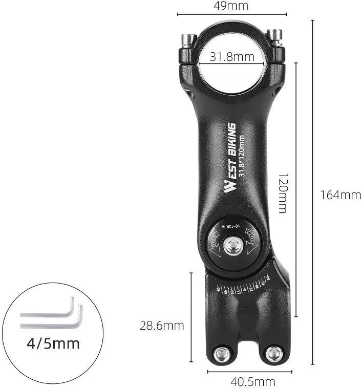 INF Verstellbarer Vorbau-Erhöher aus Aluminiumlegierung 120 mm