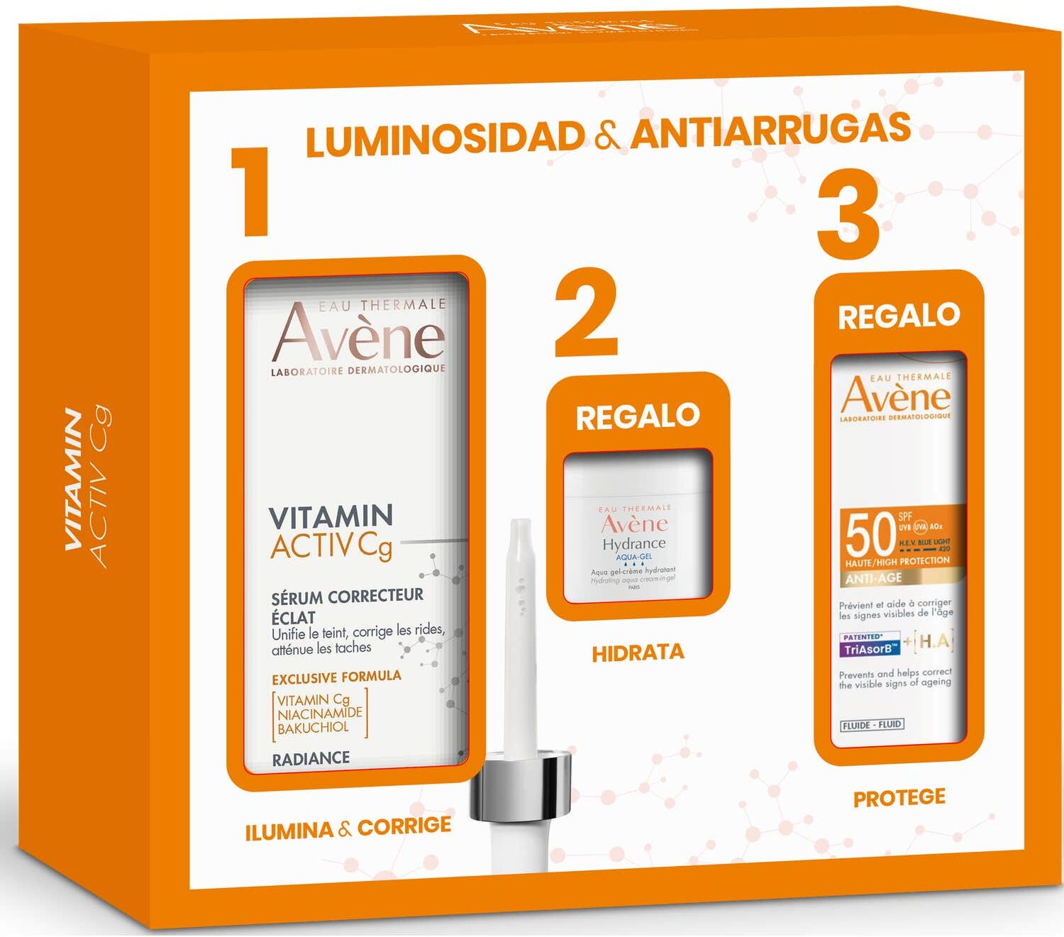 Avene Avène Pack Vitamin Activ Cg Sérum 30ml + Hydrance Aqua-Gel 7ml + Solar Antiedad SPF50 5ml