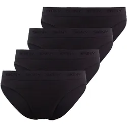 SKINY Damen Rio Slip, 4er Pack - Unterwäsche, Unterhose, Baumwolle, Logobund, Feinripp, einfarbig Schwarz / 42