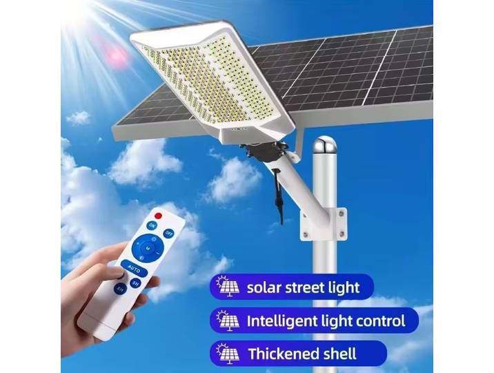 Lampadaire solaire 6500W 15000mAh 7500k, éclairage solaire automatique du crépuscule à l'aube avec contrôle pour cour, jardin, terrasse