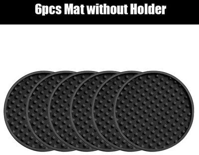 Inspire Curations Silicone Drink Coaster Set With Holder Heat Resistant Non Slip Cup Coasters (67 PCS) 6pcs Holder W out Holder Black