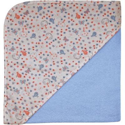 Kapuzenhandtuch WÖRNER "Vogel sky Kapuzenbadetuch 100/100", blau (sky), B:100cm L:100cm, Frottee, Frottier, Handtücher, obere Lage der Kapuze aus bedrucktem Single-Jersey