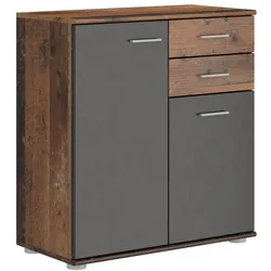 KOMMODE MICHELE 71/75/35 cm mit 2 Schubladen 2 Türen Braun
