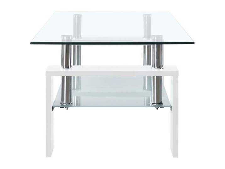 Zerodis Table basse Blanc et transparent 95x55x40 cm Verre trempé HB042