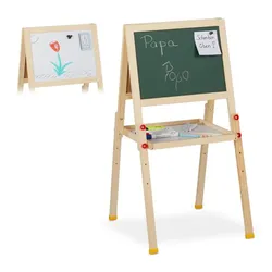 Relaxdays Standtafel Kinder mit Whiteboard Weiß,Dunkelgrün,Hellbraun