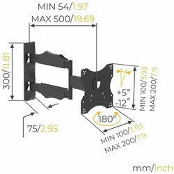 Nanook TV Halterung Full Motion Tilt 43" 19" (Wand, 19" - 43"), TV Wandhalterung, Schwarz