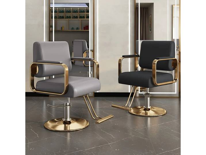 ChimBarbershop-Chaise de barbier dorée personnalisée, meuble de salon de beauté