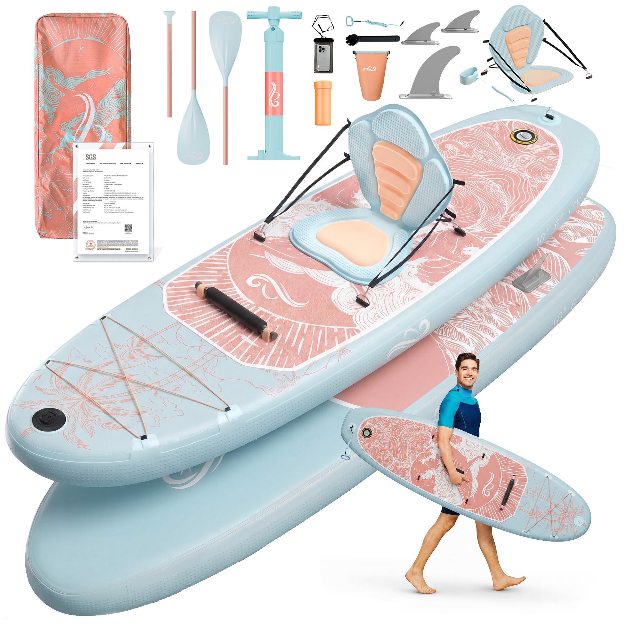 Aufblasbares SUP-Board, Hybridmodell - Blau - Naturgummi - Tragfähigkeit: 130 kg