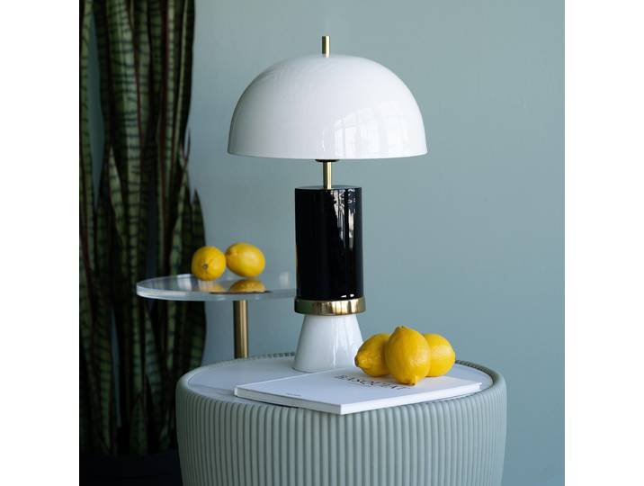 Lampe de table Josy 30 x 51 x 30cm Blanc/Noir/Blanc/Noir Acier, émaillé E27